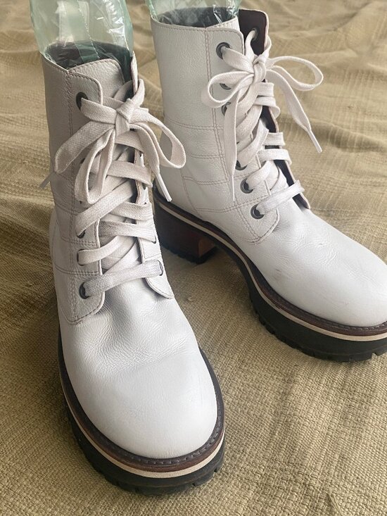 Sies Marjan White Leather Jessa Platform Combat Boots Shoes Size 38 7.5 $995 main image 7